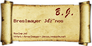 Breslmayer János névjegykártya
